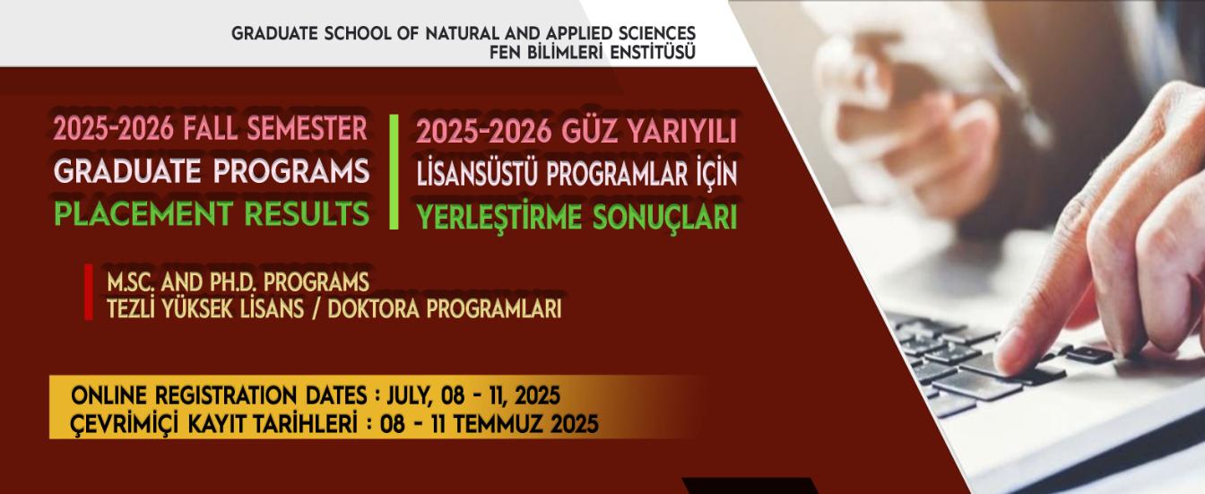 FBE | 2025-2026 Fall Semester | Placement Results for The First Admission to The Graduate Programs
