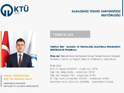 Doç. Dr. Mustafa ASLAN'a TÜBİTAK 1001 Proje Desteği