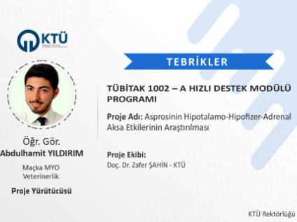 Öğr. Gör. Abdulhamit YILDIRIM'a TÜBİTAK Proje Desteği