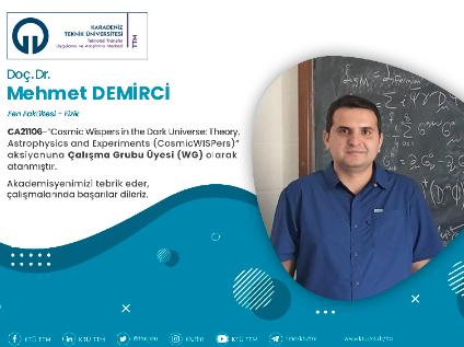 Doç. Dr. Mehmet DEMİRCİ COST Programına Çalışma Grubu Üyesi (WG) Olarak Atandı
