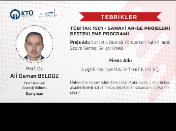 Prof. Dr. Ali Osman BELDÜZ'ün TÜBİTAK-1501 Projesi Kabul Edildi