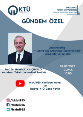 Gündem Özel: Üniversitemiz Türkiye'nin Araştırma Üniversiteleri Arasında Yerini Aldı